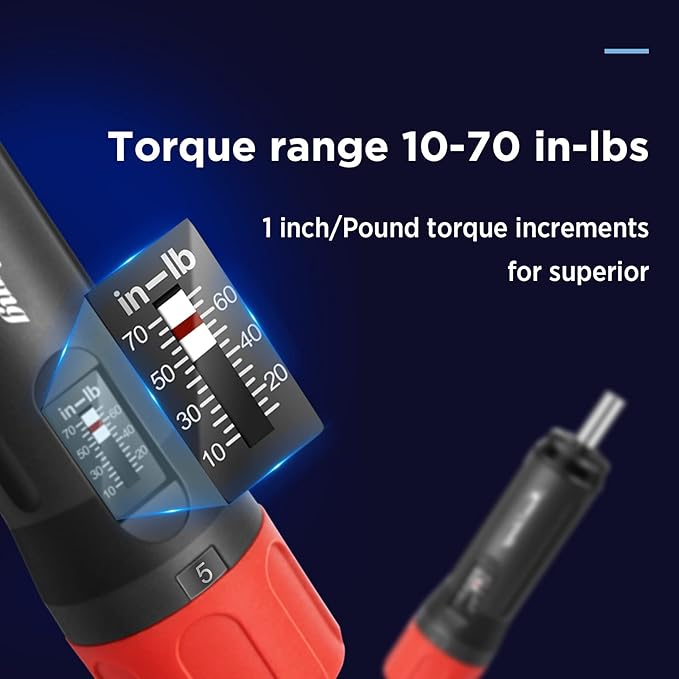 Torque Screwdriver Wrench Driver Bits Set 10-70 Inch Pounds lbs for Maintenance,Tools, Bike Repairing and Mounting. (10-70 in-lbs)