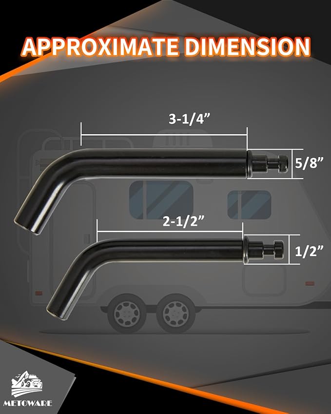 METOWARE Trailer Hitch Lock Set with 1/2" & 5/8" Pins - Fits Class I II Receivers (1.25") and Class III IV V Receivers (2" 2.5") - Heavy Duty Anti-Theft Lock Compatible with F150, RAM, Silverado