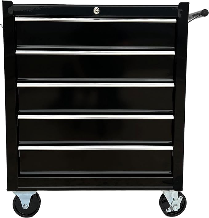 Workington Rolling Metal Tool Chest with 5 Drawers, 24" 5-Drawer Tool Chest Cabinet with Ball Bearing Drawer Slides, Steel Tool Storage Box Organizer 4101 Black