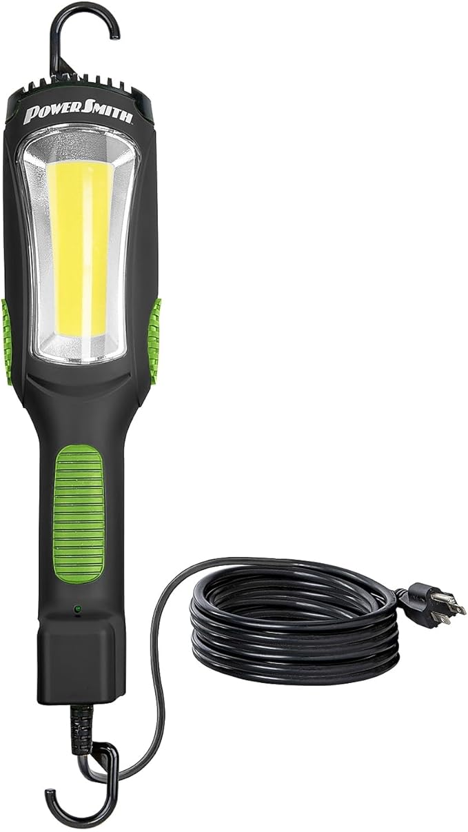 PowerSmith Work Light Drop Light 3000 Lumen 25 ft. 16/3 SJTOW Oil-Resistant Power Cord, 12 Amp Power Outlet, Neodymium Magnet (PDL3025)