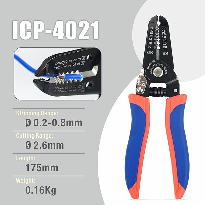 iCrimp SN Ratchet Electrician Crimping Tool set for Insulated and Non-Insulated terminals,Molex, Open Barrel, Dupont connectors, End sleeve ferrules 0.08-6mm ²28-10AWG with Wire Stripper&Cutter