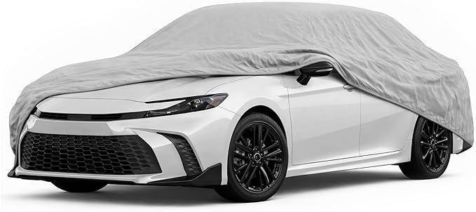 BDK Universal Fit Water Resistant All Weather Indoor Outdoor Car Cover for Sedan SUV Auto Vehicle - Protect from UV Light, Rain, Snow, Dust, Debris, Pollen, Tree Sap & More - Large 190L x 70W x 50H