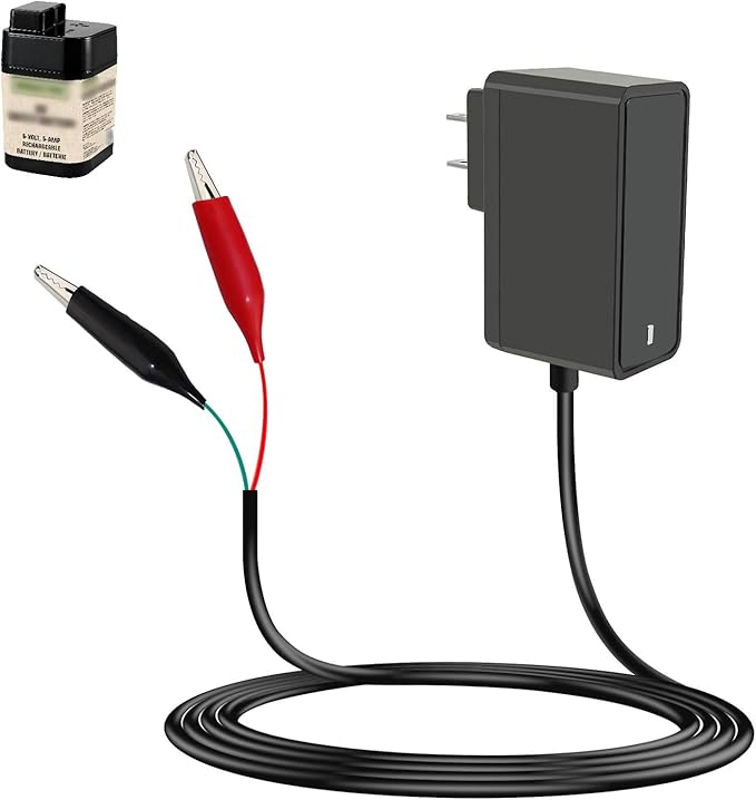 6V Battery Charger for Moultrie, Expert Power, Wildgame Innovations, Power Patrol Battery Replacement Power Supply Cord with LED Light Indicator Float