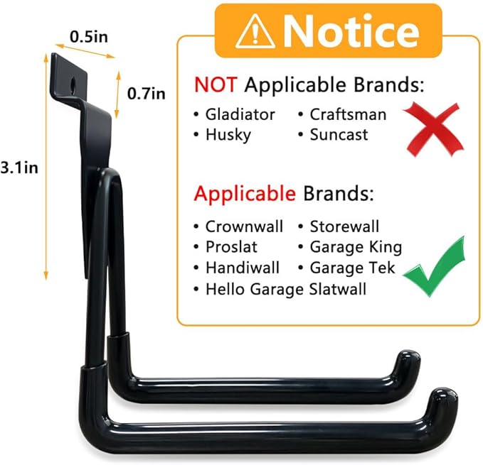 Slatwall Hooks Heavy Duty Slat Wall Accessories Garage Small U Hooks and Hangers for Garage Organizers, Black(10 Pack)