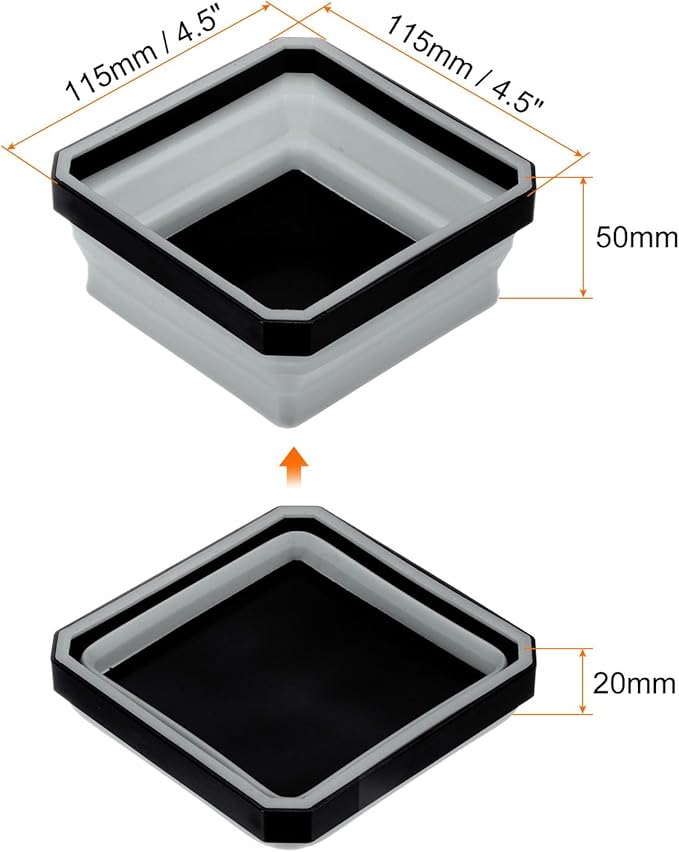 HARFINGTON 2Pcs Collapsible Magnetic Parts Tray Foldable Tool Trays Square Small Metal Parts Organiser for Fixing Screw Bolts Nuts Washers Pins, Grey