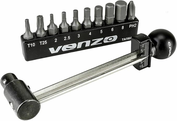 Venzo 1/4 Inch Driver Beam Torque Wrench Set - 2 to 10 Nm - Small Adjustable - Great Maintenance Tool for MTB, Mountain, Road Bike & Motorcycle - Bicycle Carbon Parts Essential Tool