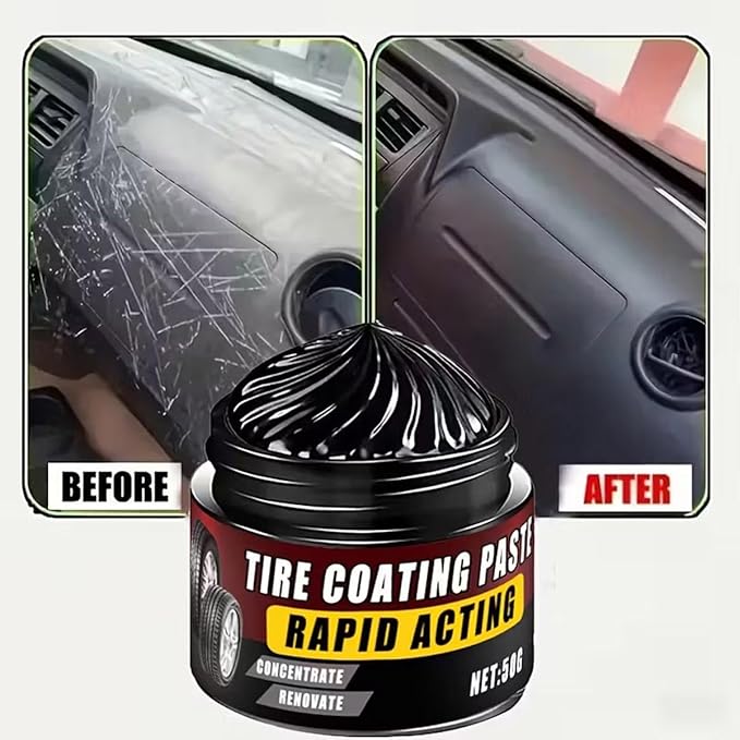 Premium Tire Coating & Trim Restorer, Tire Coating Paste, Long-Lasting Ceramic Coating & UV Protection, Bring Back the Original Deep Black Shine to Rubber and Plastic﻿(2pcs)