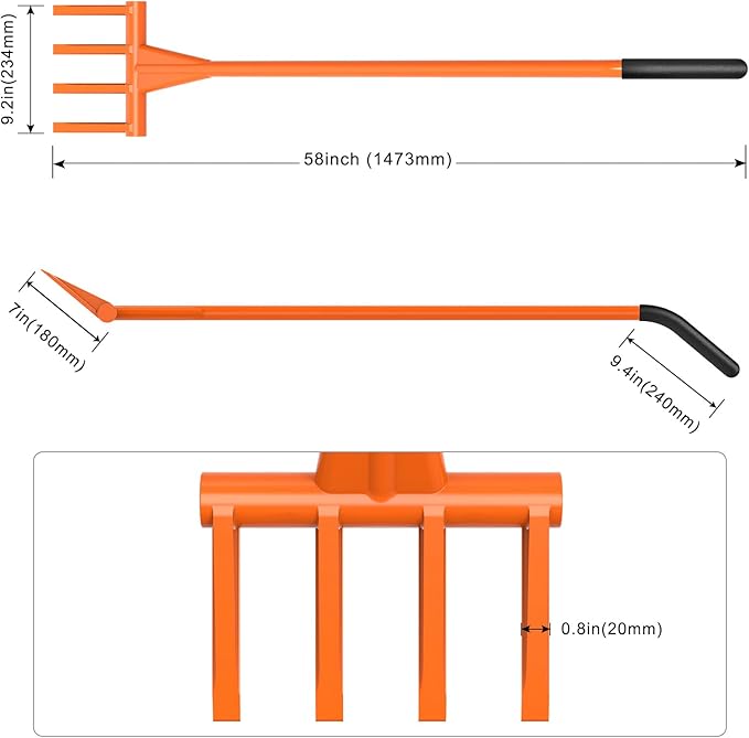 Dolibest 58'' Demo Bar 4-Tine Wrecking Bar, Heavy Duty Steel Pry Bar for Demolition, All-Steel Handle Wrecking Pry Bar, Efficient and Effortless for Renovation and Construction