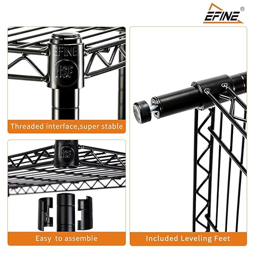 Catalina Creations EFINE 5-Shelf Shelving Unit with Shelf Liners Set of 5, Adjustable Storage Rack, Steel Wire Shelves, Shelving Units and Storage for Kitchen and Garage (35.5W X 15.8D X 71H)