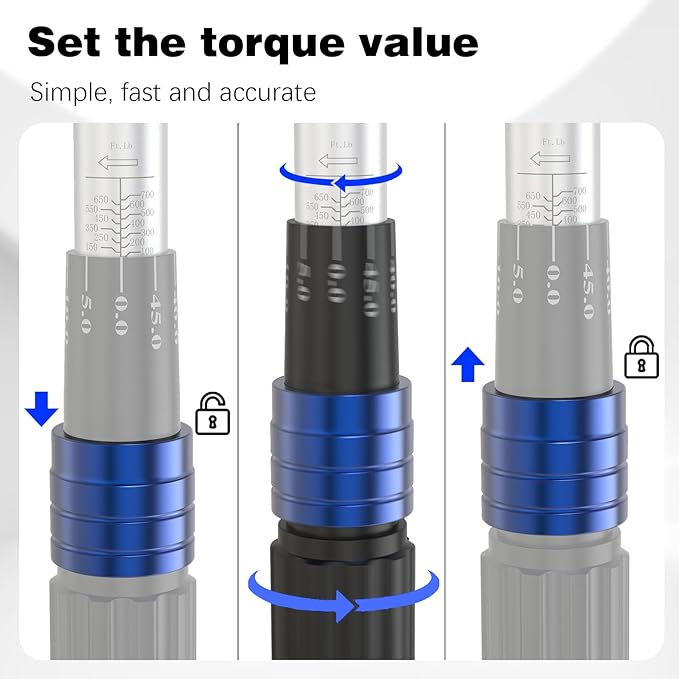 3/4 Inch Drive torque wrench 100-700 ft lb /135-949N.M/Aluminum Alloy handle & Cr-Mo Material Head, Heavy Duty, Professional,Dual Direction, Store in Solid Case