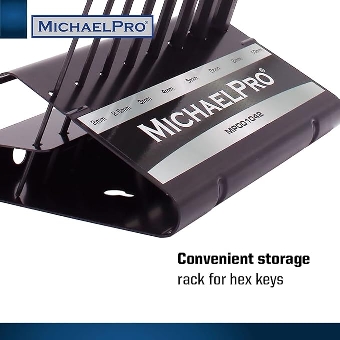 MichaelPro MP001042W 8-Piece T-Handle Ball End Allen Wrench Set, Hex Keys Set with Convenient Storage Stand (Metric, White)