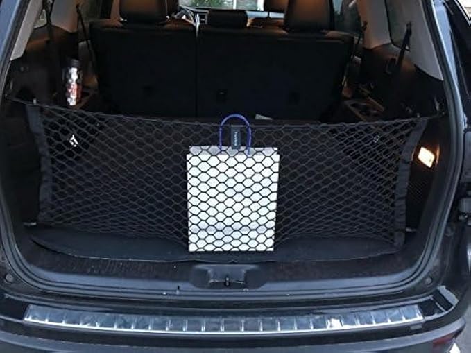 Envelope Style Trunk Mesh Cargo Net | for Toyota Highlander 2014-2026 Regular & Hybrid Car Accessories | Premium Trunk Organizers and Storage | SUV Truck Cargo Nets | Vehicle Carrier Organizer