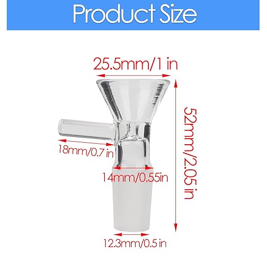 4PCS 14mm Glass Funnel Set, Thickened Heat Resistant Funnels with Handle, Multi-Purpose 14mm Glass Bowl for Kitchen Oil, Perfume, Liquid, Sand Art, Easy to Clean & Reusable