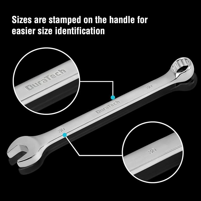 DURATECH Long Pattern Combination Wrench Set, Metric, 5-Piece, 23-30mm, 12 Point, CR-V Steel, with Pouch