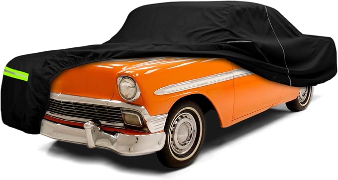 Waterproof Car Cover Compatible with Chevrolet Bel Air / 150/210 1950-1957 Sedan/Coupe/Hardtop 210T All Weather Classic Car Covers with Zipper Door for Snow Rain Protection
