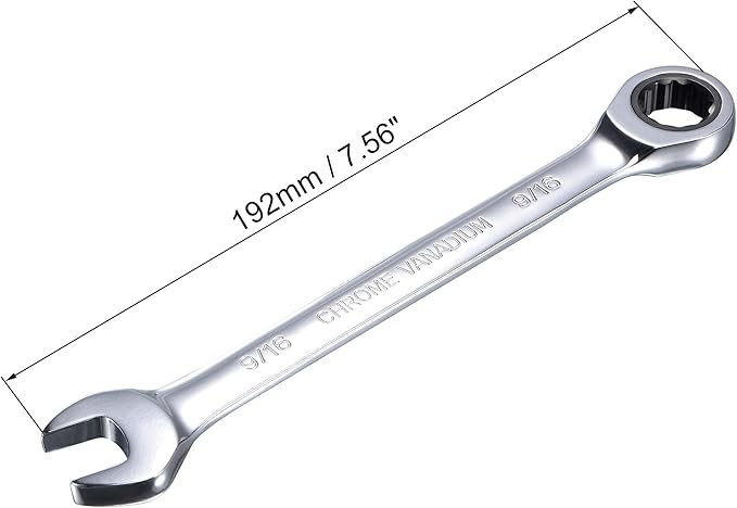 uxcell 9/16 Inch Ratcheting Combination Wrench SAE 72 Teeth 12 Point Ratchet Box Ended Spanner Tools, Cr-V