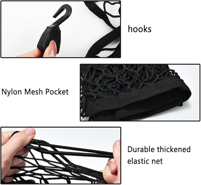 Cargo Net for SUV,Upgraded Highly Elastic Truck Cargo Net with Trunk Net Hooks - Stretch to 49.2"x43",Premium Truck Bed Netting for Cargo for Car Organizer and Storage (27.5" x 19.6")
