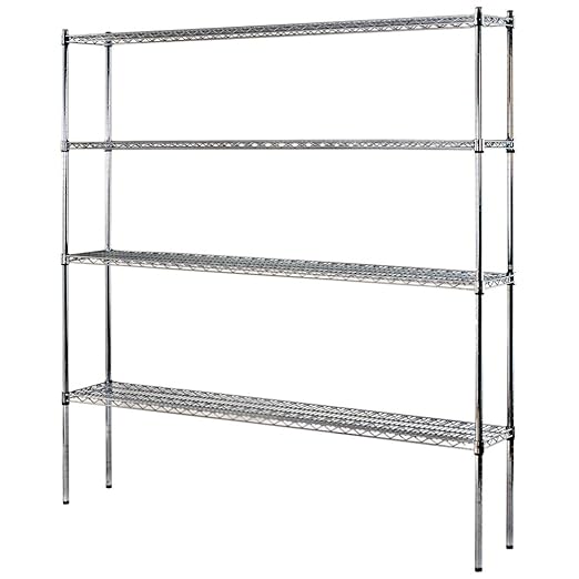 Sandusky Lee WS721274-C Industrial Welded Wire Shelving, 72" Width x 74" Height x 12" Depth, Chrome