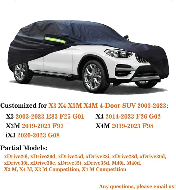 Car Cover Compatible with BMW X3(2003-2026) X4(2014-2026) X3M X4M SUV, All Weather Waterproof Rain Snow Cover for X3 X4 X3M X4M, Heavy Duty Outdoor Custom Rain Snow Sun UV Car Covers