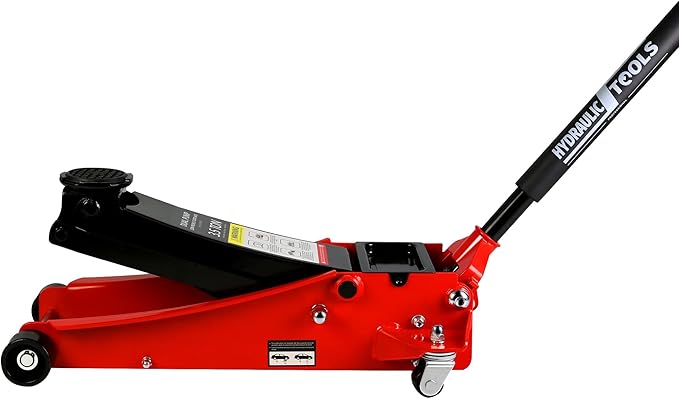Floor Jack, Low Profile Steel Heavy Duty Hydraulic Trolley Racing Car Jack with Dual Piston Quick Lift Pump, 3.5 Ton (7000 lbs) Capacity, Lifting Range 4"-21", Red