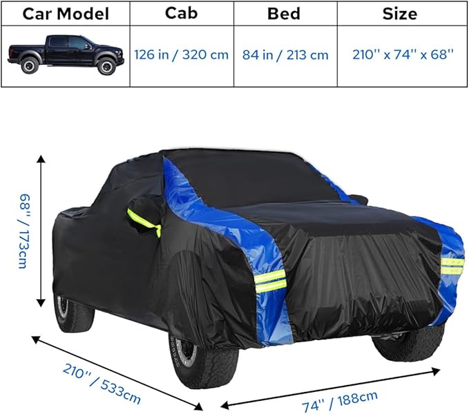Avecrew All Weather Truck Cover - Waterproof, Rain, Snow, UV & Dust Protection (Up to 210")