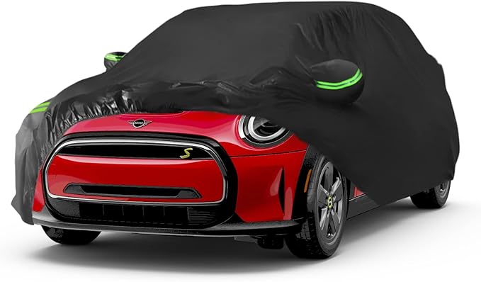 Proadsy Car Cover for Mini Cooper 2 Door 2002-2024 2025 2026, Waterproof All Weather for Automobiles, Windproof Snowproof Rain Hail Sun UV Protection Full Outdoor Indoor Exterior Car Covers, Black