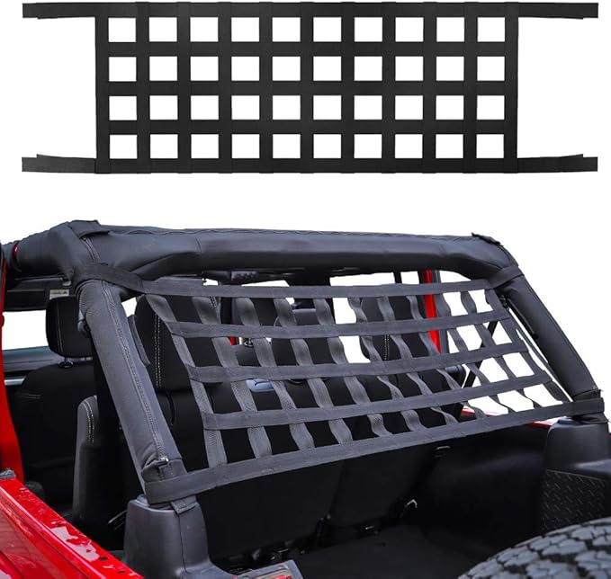 Savadicar Mesh Cargo Net Roof Top Netting Hammock for 1987-2024 Jeep Wrangler YJ TJ JK JL & Gladiator JT, Black