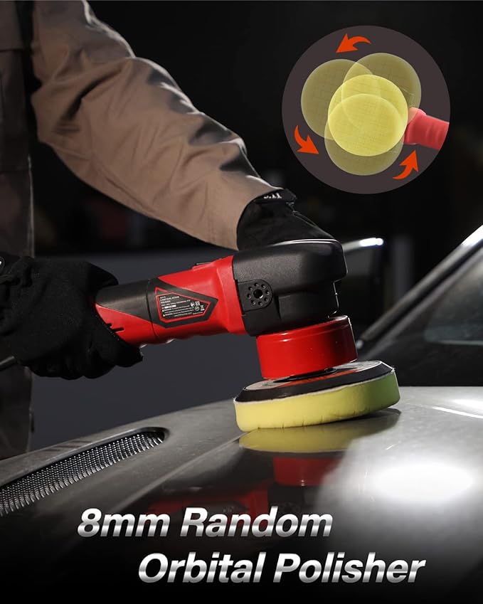 AVID POWER Buffer Polisher, 5-inch/6-inch Dual Action/DA Polisher for Car Detailing, Random Orbital Car Buffer Polisher Waxer Kit with 6 Variable Speed, 4Pcs 5-inch & 6-inch Polishing Pads