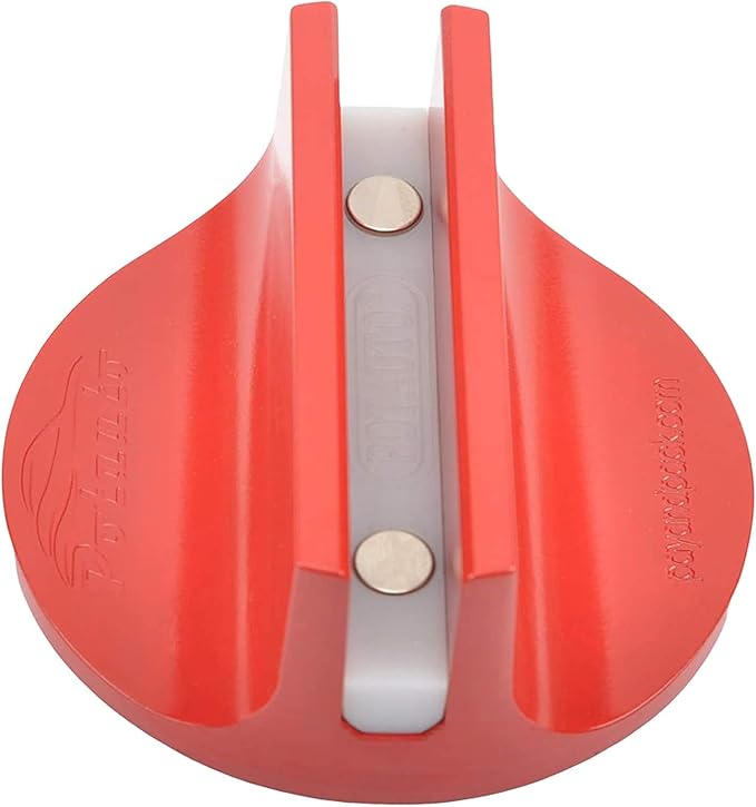 Potauto Universal Aluminum Grooved Magnetic Jack Pad Jacking Puck Pinch Weld (Slot Width 0.39 Inch) Frame Rail Adapter for Vehicles (Qty 1, Red)