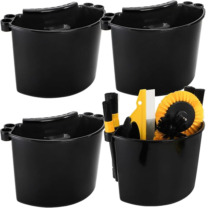 4 Pieces Detailing Bucket Organizer, Portable Bucket Tool Caddy with Drainage Holes, Multipurpose Auto Wash Tool Hanger Cleaning Accessory for Home, Garden, Ice Fishing, Universal Fit