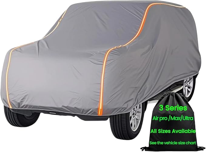 Large SUV Car Cover Waterproof All Weather for Automobiles, Outdoor Full Size SUV Cover Rain Sun UV Protection, Universal Fit for Chevrolet Tahoe, Lincoln MKT, GMC Envoy Fit 201" to 215"
