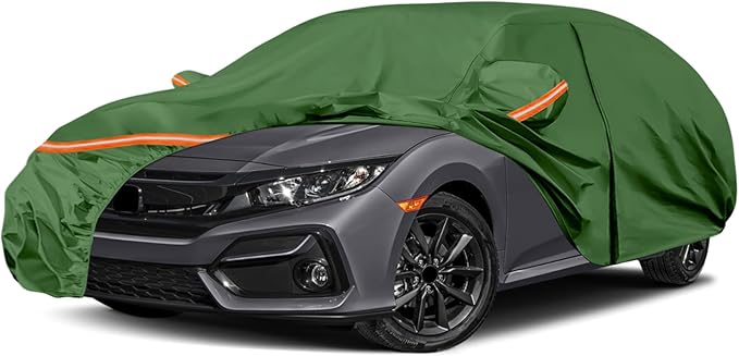 Waterproof Car Covers Replace for 2011-2025 Honda Civic, Multilayer Heavy Duty with Cotton Liner All Weather Custom-fit Car Cover with Zipper Door, Windproof Bands for Snow Rain Dust Protection