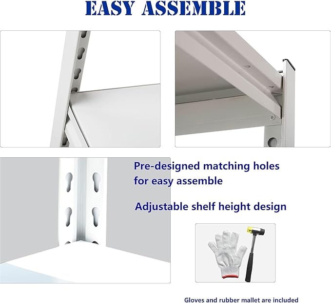 Garage Shelving Adjustable 3 Tier Heavy Duty Metal Storage Shelves Adjustable Utility Rack Organization for Kitchen, Pantry, Closet, Garage, Office 31.5" W x 15.75" D x 31.5" H, White