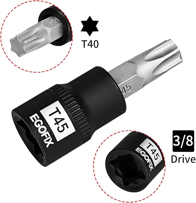 3/8 Inch Drive x T45 Torx Bit Socket