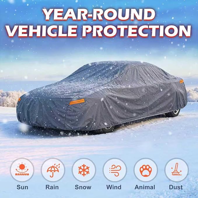 Coverlex Sports Car Cover Waterproof All Weather, 6 Layers Heavy Duty Material Universal Fit for Mazda RX-8, Porsche 718 Boxster/Cayman, 911 Carrera/Turbo, Chevrolet Chevy C4 C5 C6 C7