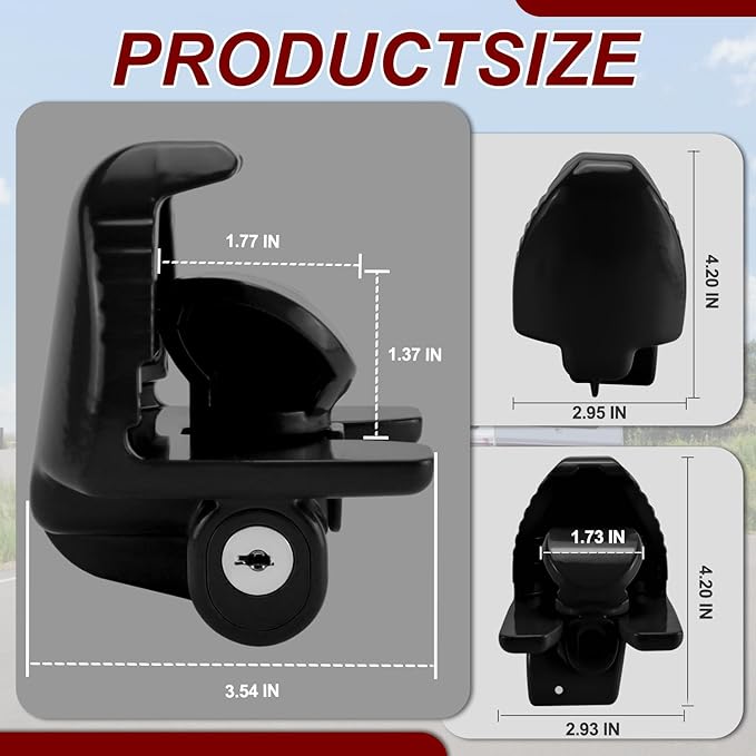 Cenipar Trailer Hitch Lock Universal Size Fit 1-7/8", 2", and 2-5/16" Couplers, Heavy Duty Steel, for Vehicles, Trailers, and RVs(Black)