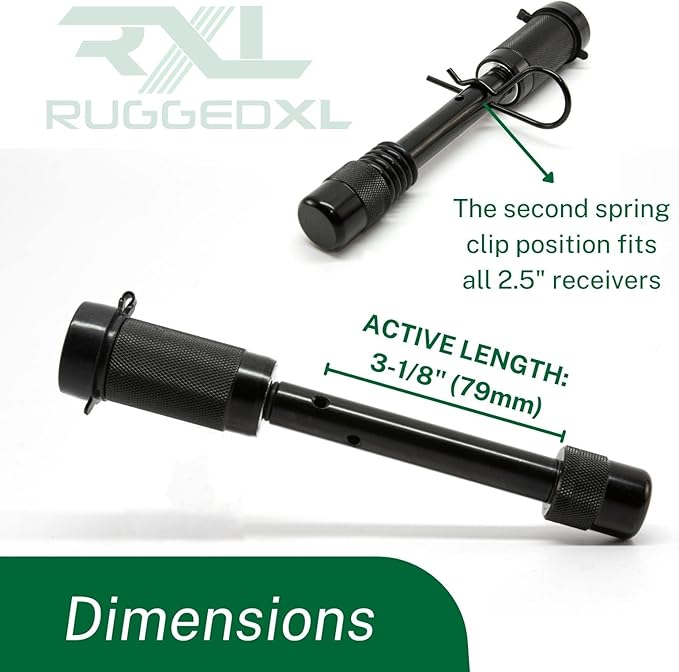 Tiger Lock 5/8" Black Trailer Hitch Locking Pin - Anti-Rattle Tow Hitch Receiver Lock, fits Class III - V Hitches with 2" and 2.5" Receivers