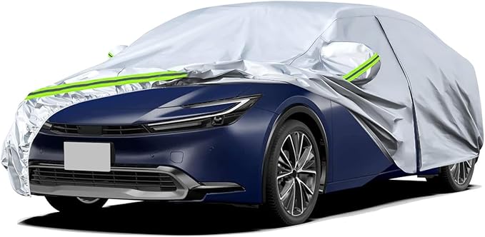 Waterproof Car Covers Replace for 2004-2025 Toyota Prius, 6 Layers Silver All Weather Custom-fit Car Cover with Zipper Door & Windproof Bands for Snow Rain Dust Hail Protection