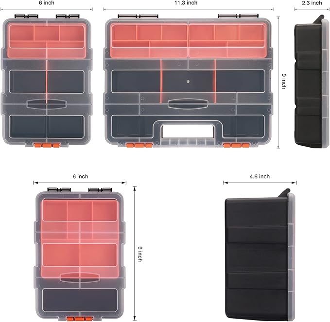 Makitoyo MP009 Hardware & Parts Organizers Versatile and Durable Storage Toolbox, 4PCS Set