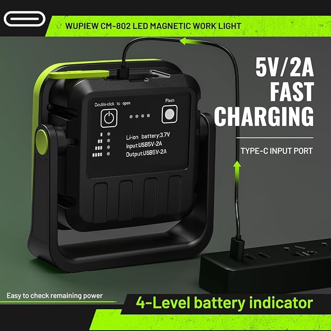 Fathers Day Gifts for Dad Rechargeable Magnetic Work Light Led Portable Cordless Work Light, 5400mAh with 360° Rotate Design, 1500 Lumens Led Work Light, Mechanic Light for Car Repairing