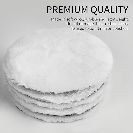 7 Piece 6 Inch Wool Buffing Pad, Drill Buffer Connecting M12 Drill Adapter, Buffing Pads, for Car Polishing and Waxing, Painting Tabletops, Old Leather Sofas, Tile Polishing