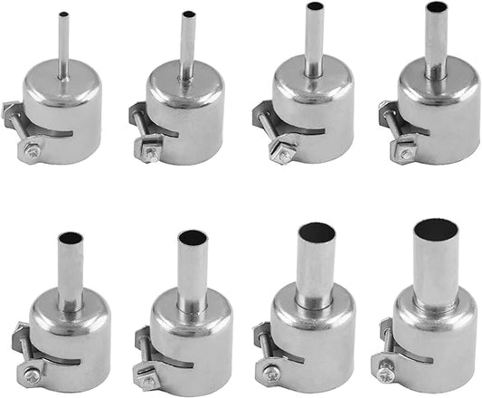 8 Pcs Hot Air Gun Nozzle, Heat Gun Nozzle Replacement Kits, 3/4/5/6/7/8/10/12mm Tips Tools for 850 Series Hot Air Soldering Station