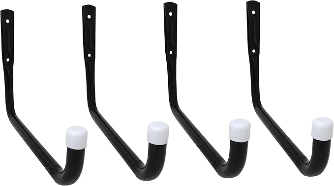 Shepherd Hardware 8091E Heavy Duty Steel 10-Inch Garage Storage Utility Hooks, 4 Pack, Black
