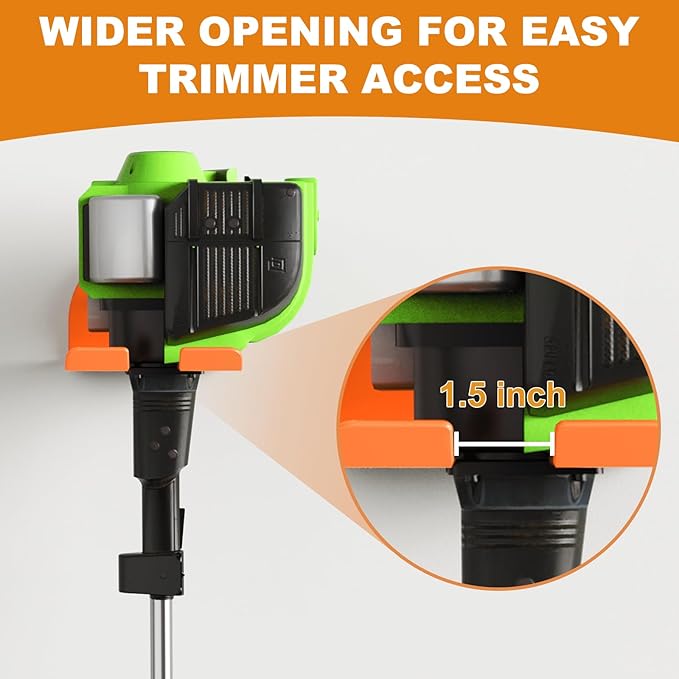 Weedeater Hanger, Heavy Duty Weed Eater Hanger Wall Mount, Garden Power Tool Holder with Rubber Coating for Grass Trimmer, Hedge Trimmer, Leaf Blower, Garage Organizer, 1 Pack