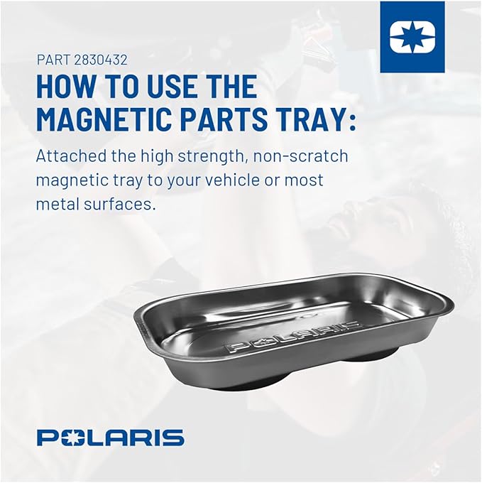 Polaris Rectangular Magnetic Parts Tray - Stainless Steel Tray for Automotive Parts and Tools - Non-Scratch, Corrosion Resistant Magnetic Tray - 2830432