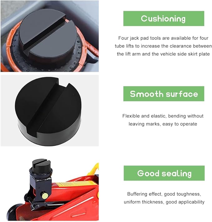 2PCS Rubber Jack Pads, Universal Slotted Automotive Frame Rail Pinch Welds Protector, Heavy Duty Anti-Slip Jack Stand Rubber Pad Adapter Vehicle Lift Tool, Car Accessories