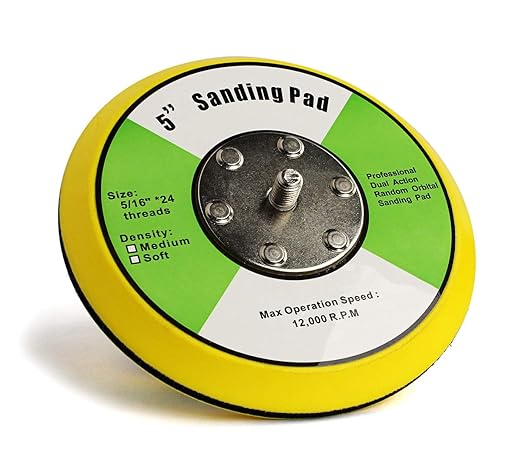 5" Hook and Loop Backing Pad 5/16"-24 Thread for Dual Action Car Polisher Sanding Polishing
