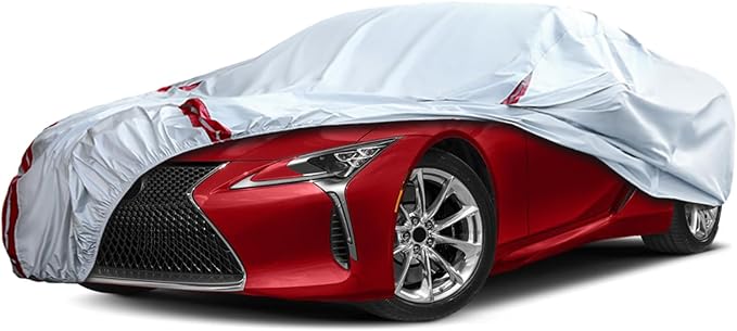 Waterproof Car Covers Replace for 2018-2025 Lexus LC 500 500h, 6 Layers All Weather Custom-fit Car Cover with Zipper Door & 18 Ponit Windproof Bands for Snow Rain Dust Hail Protection