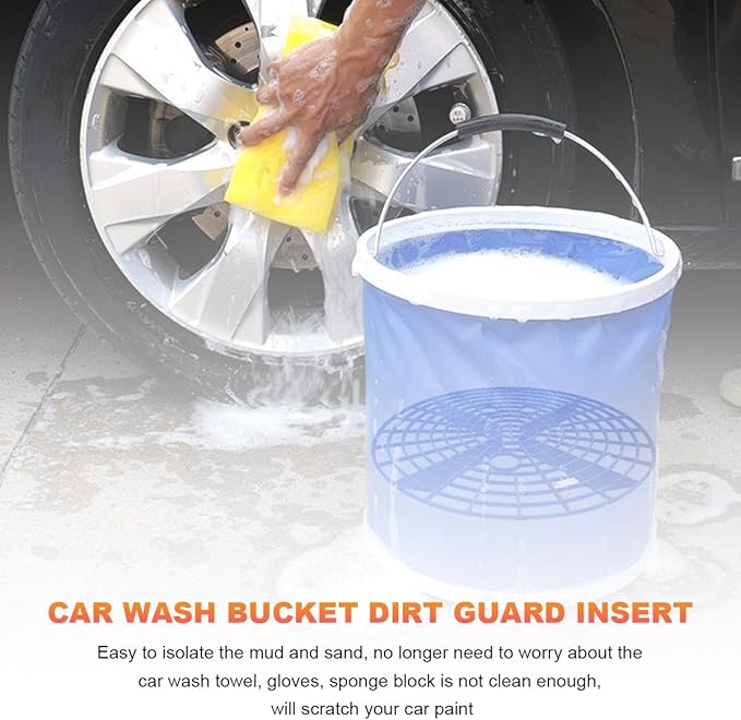 Car Wash Bucket Inserts, Auto Detail Dirt Gaurd Bucket Filter Helps Remove Dirt Debris, Dirt Guard Insert Wash Filter Fits 12 Inch Diameter Bucket or 3-5 Gallon Bucket (Black)