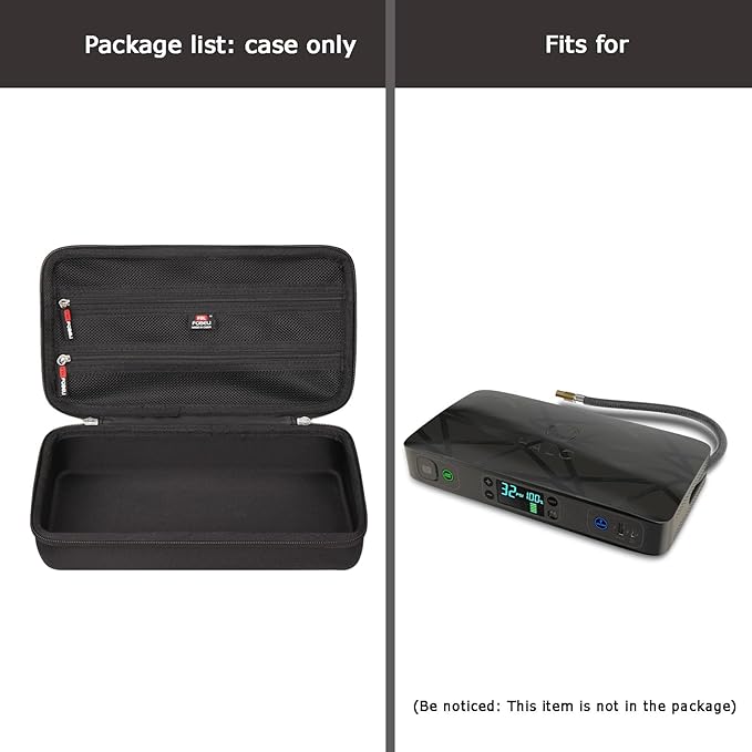 FBLFOBELI Hard Carrying Case for Halo Bolt Ultimate 2.0 & 3.0/for Halo Bolt Air + 55500 1750/for Halo Bolt Air 58830 Portable Vehicle Jump Starter with Air Compressor (Case Only) (Black)